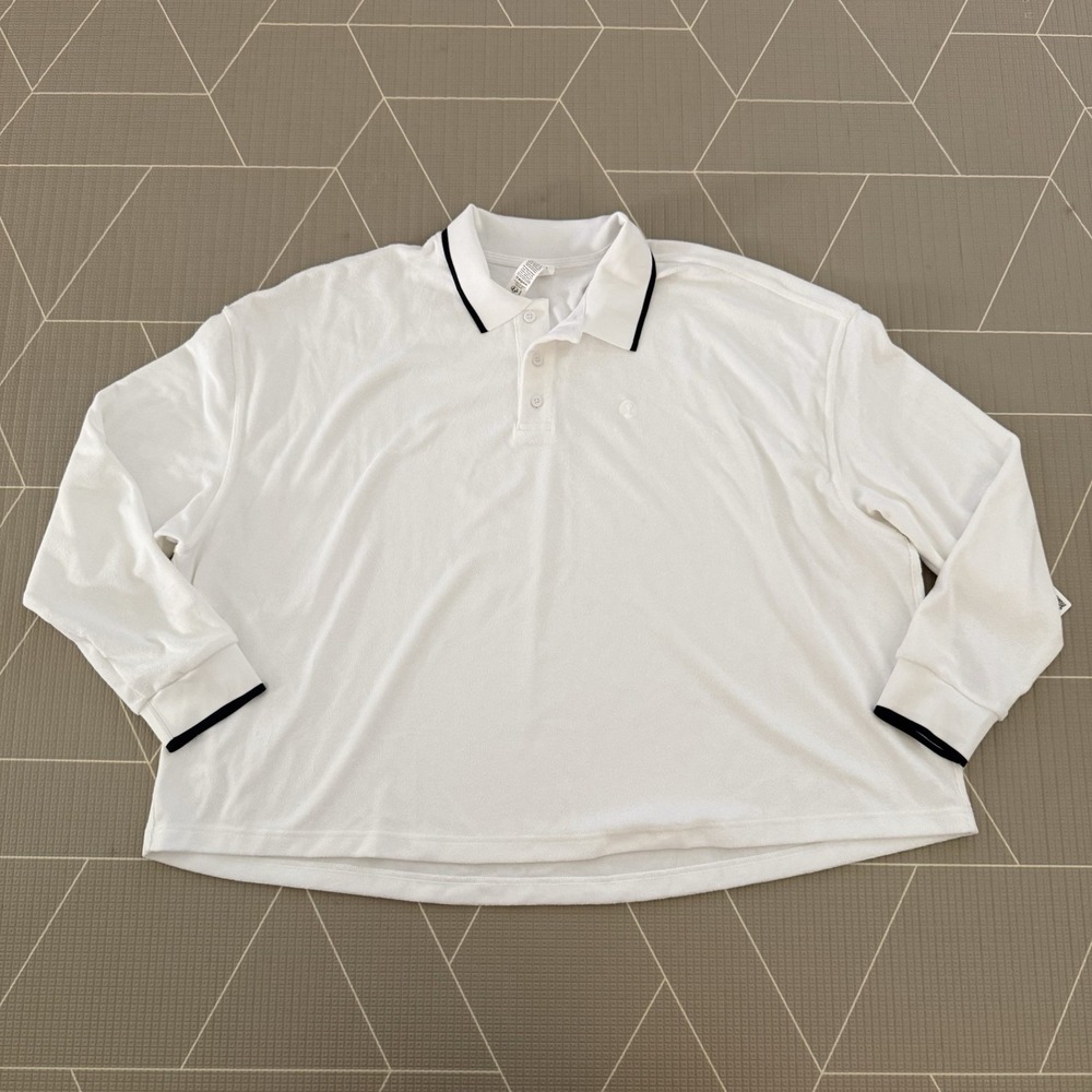 NEW Lululemon Cotton‎ Terry Relaxed Fit Polo Size XL White $118 LW3IL3S
